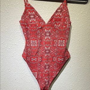 Red Paisley One-Piece Swimsuit